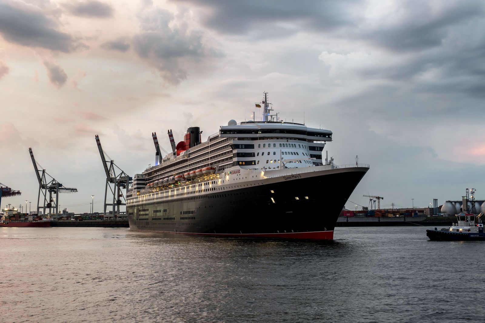Cruise ship at the Port of Barcelona in the morning