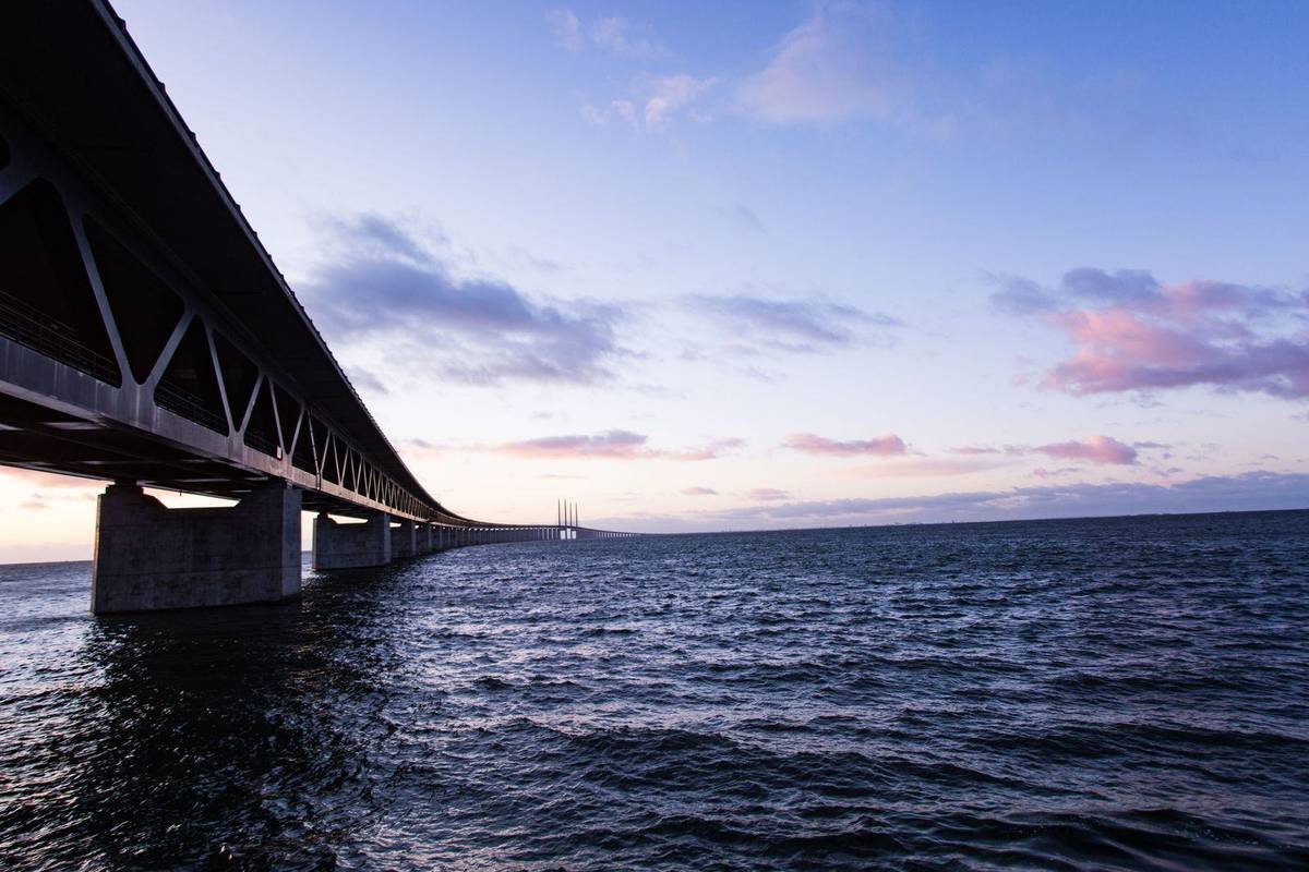 The Øresund Bridge between Copenhagen and Malmö over the sea