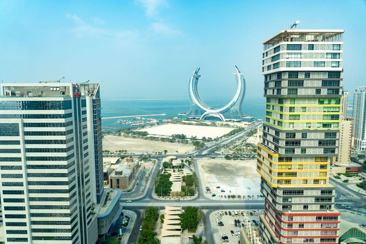 Lusail marina towers at dusk
