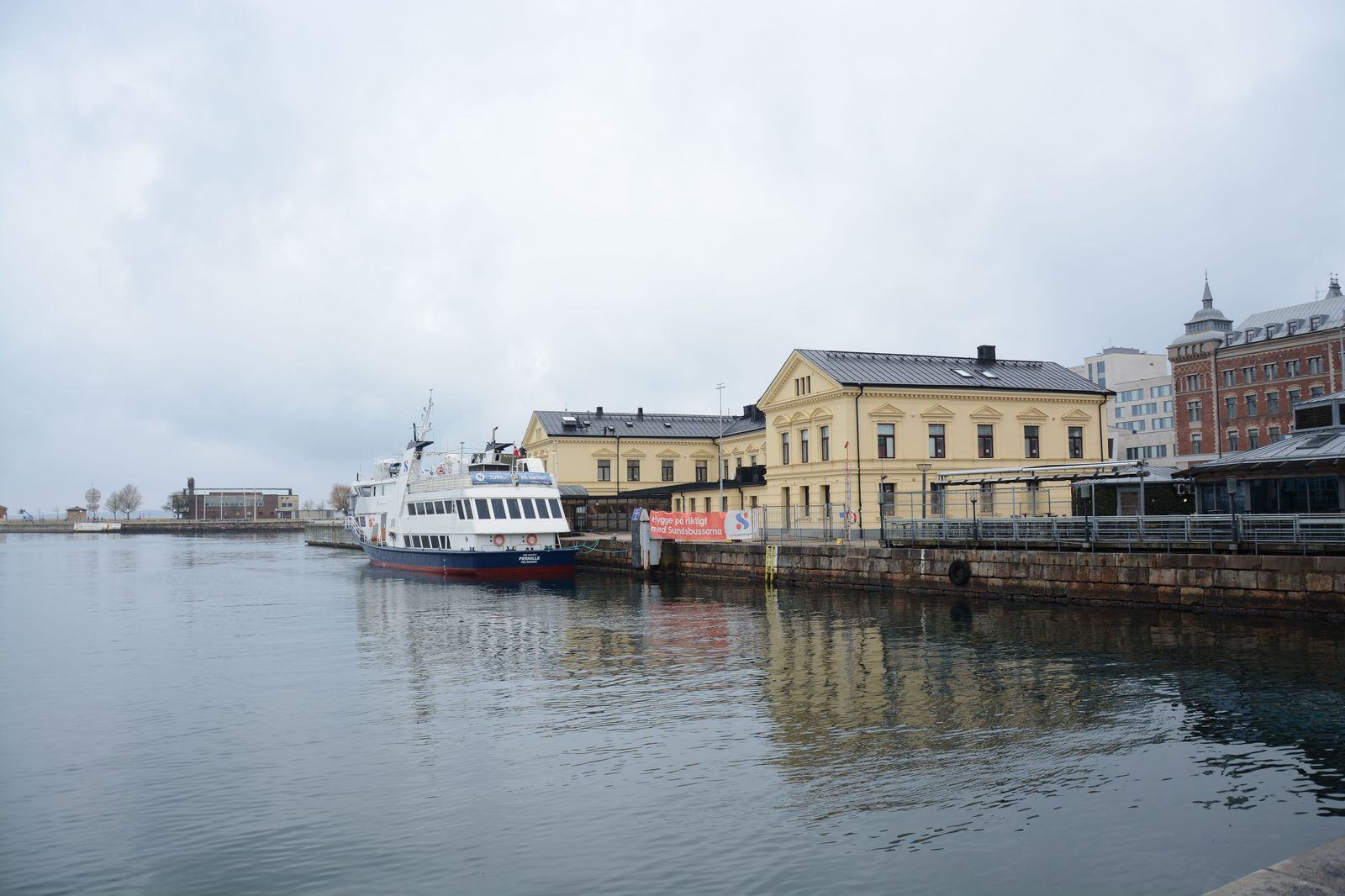 Ferry in Helsinki harbour on a winter afternoon