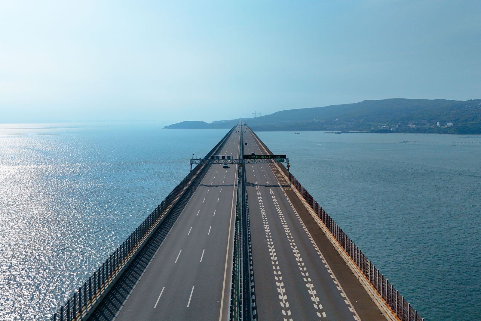 The Hong Kong-Zhuhai-Macao Bridge crossing the Pearl River estuary