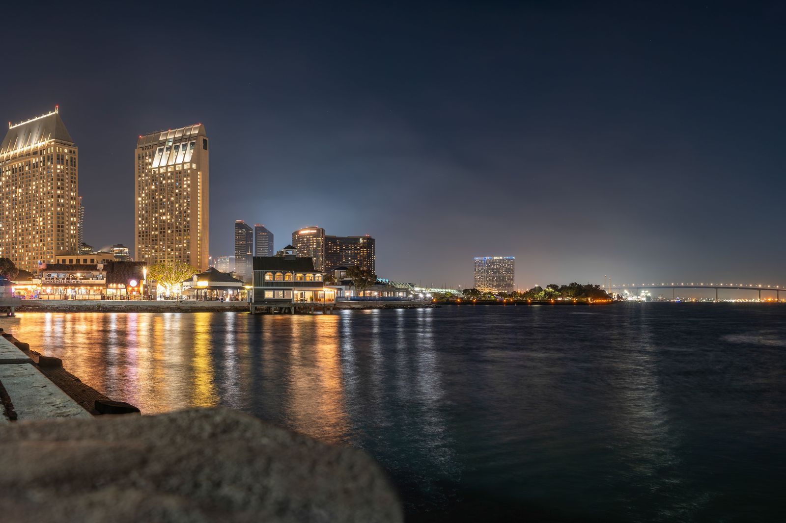 Coronado Bridge over San Diego Bay in the evening