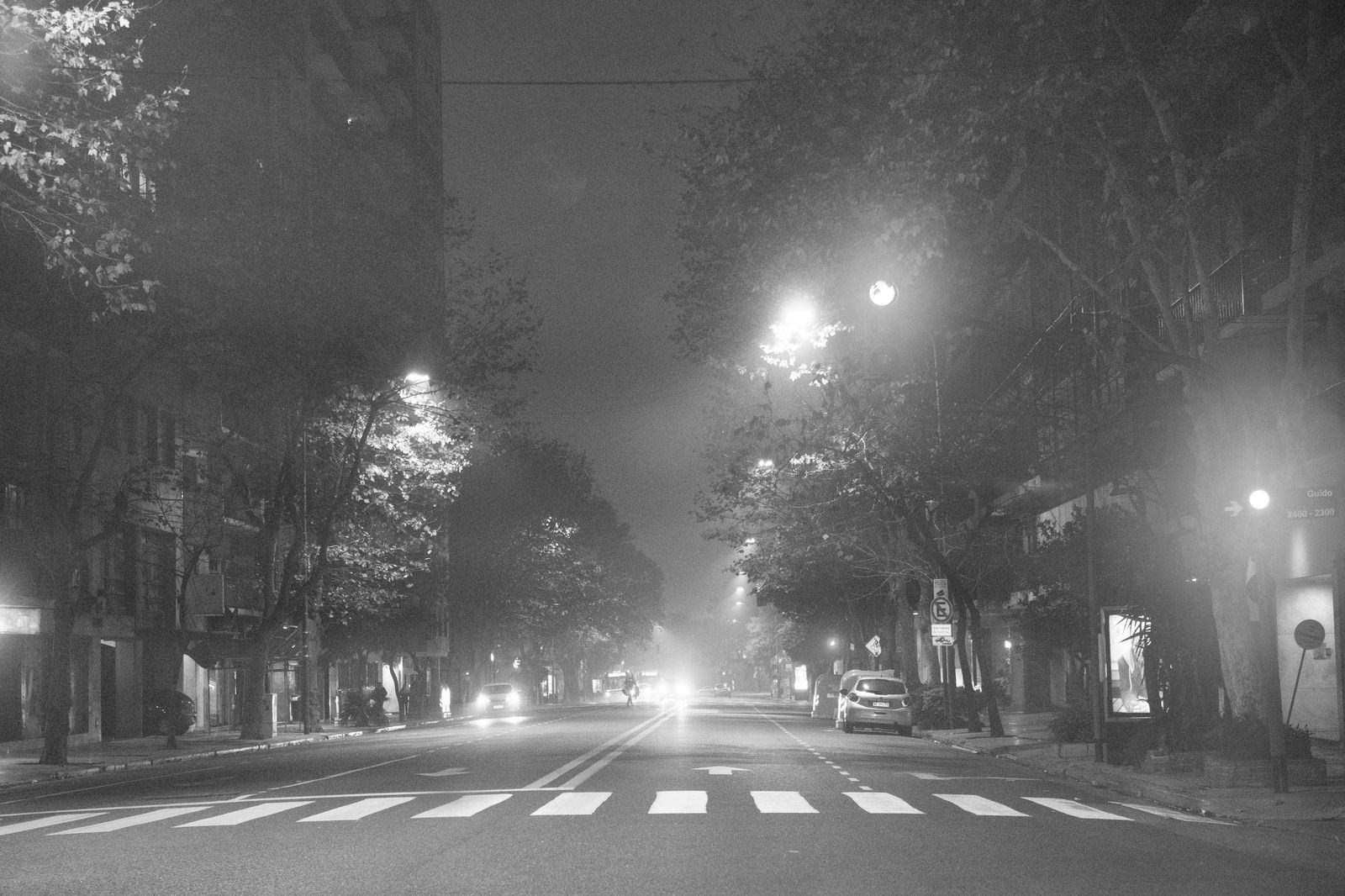 Black sedan on a Warsaw avenue on a winter evening